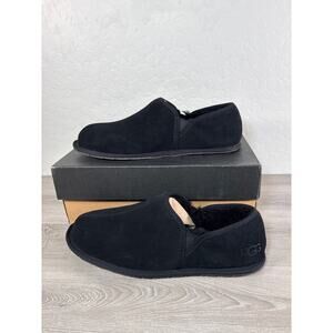 UGG Men's Scuff Romeo II Slippers Black Suede Sheepskin Moccasin Shoes Sz 16